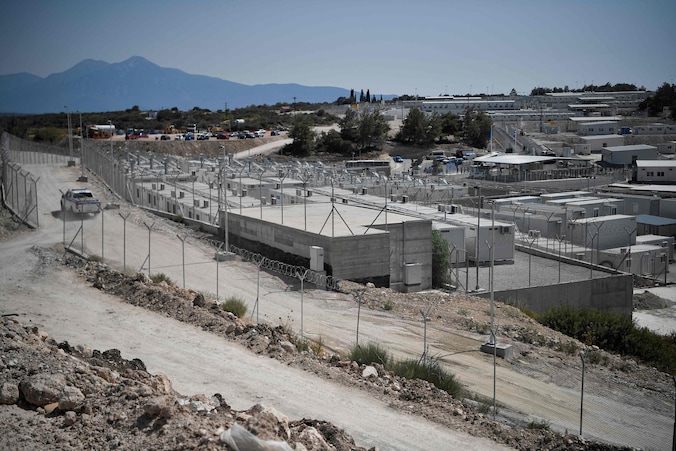 Een migratiecentrum op het Griekse eiland Samos. 