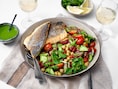 De lente op je bord: zeebaarsfilet met salsa verde en bonenslaatje