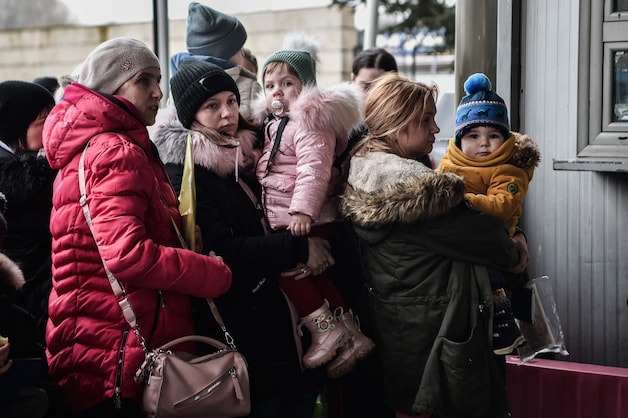 Archiefbeeld. Oekraïense vluchtelingen bij de Grieks-Bulgaarse grens. (07/03/22) 