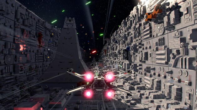 Ook de ruimtegevechten - hier de 'trench run' uit 'Episode IV: A New Hope' - werden danig opgekalefaterd.