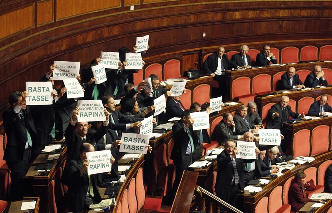 Leden van de Noord-Italiaanse partij Lega Nord.