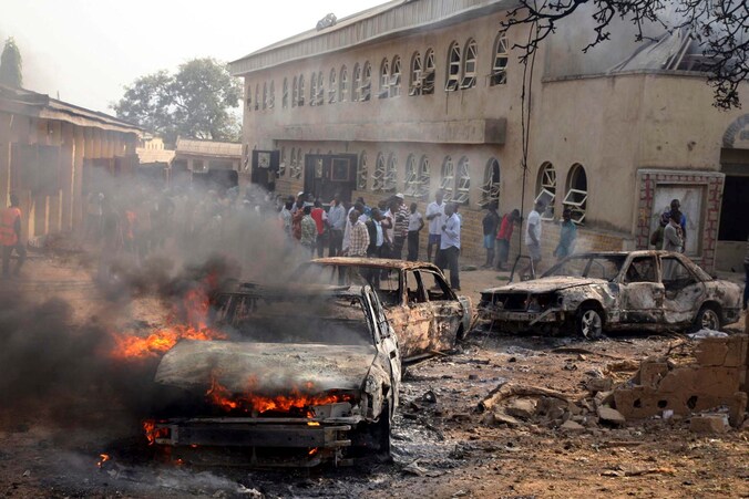Beelden van een eerdere aanslag van Boko Haram.