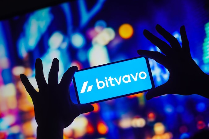 Het logo van cryptobeurs Bitvavo op een smartphone.