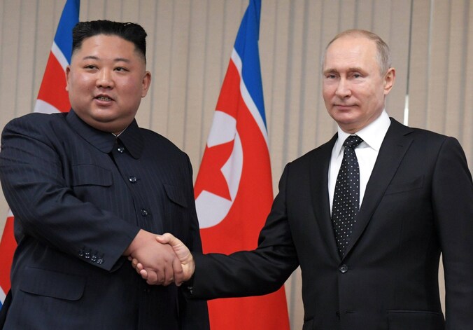 Poetin met Kim Jong-un, archiefbeeld.