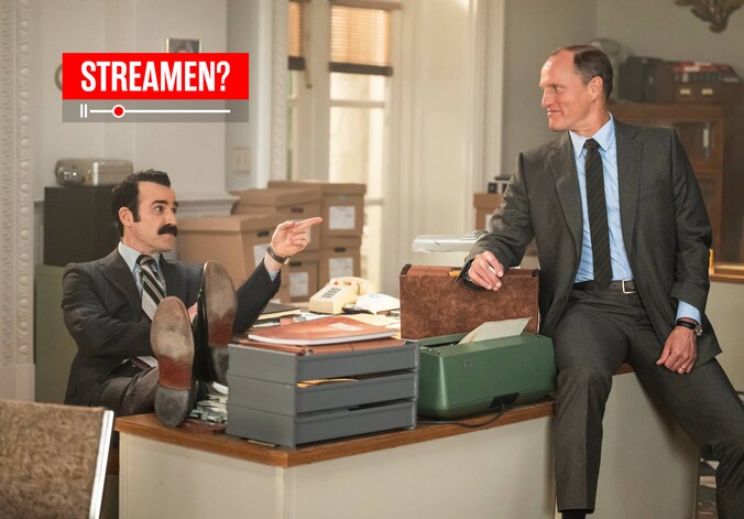 Justin Theroux en Woody Harrelson in 'White House Plumbers'