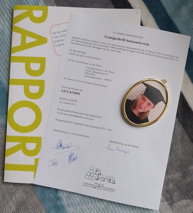 Het belangrijkste document tot nu toe uit de schoolcarrière van Lies.