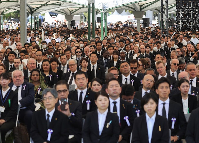 Herdenking van de atoombom op Hiroshima op 6 augustus 2023.