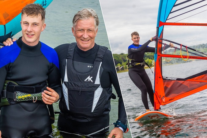 Koning Filip prins Emmanuel surfen
