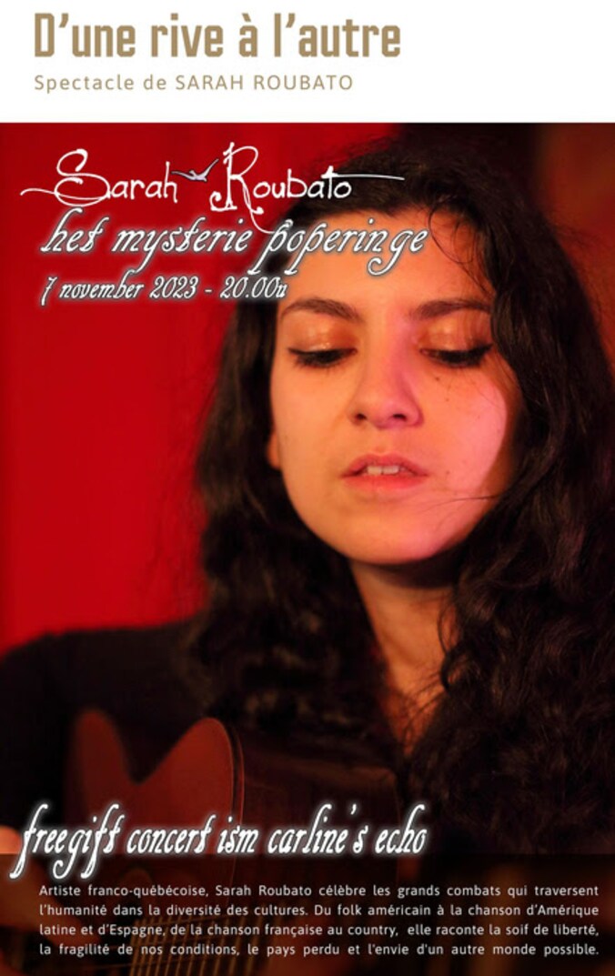 Affiche van het concert van Sarah Roubato.