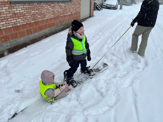 Sneeuwpret in Huldenberg.