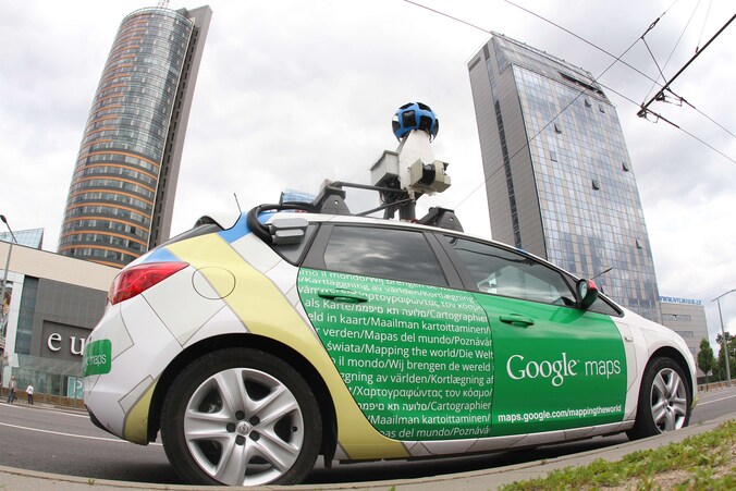 Een Google Street View-wagen in de Litouwse hoofdstad Vilnius.