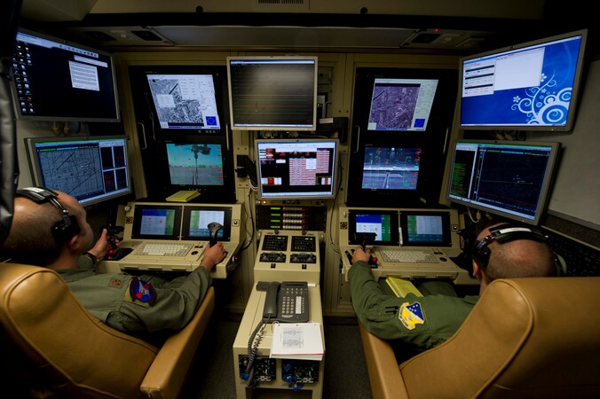 De controlekamer van gevechtsdrones in New Mexico, in de Verenigde Staten.
