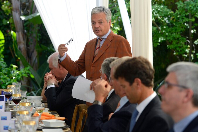 Minister van Buitenlandse Zaken Didier Reynders tijdens een zakenlunch op de economische missie in Californië.
