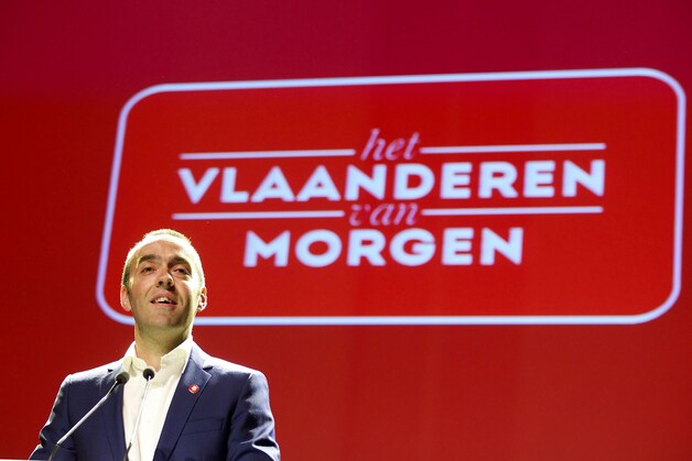 Partijvoorzitter Bruno Tobback op het congres in Leuven.