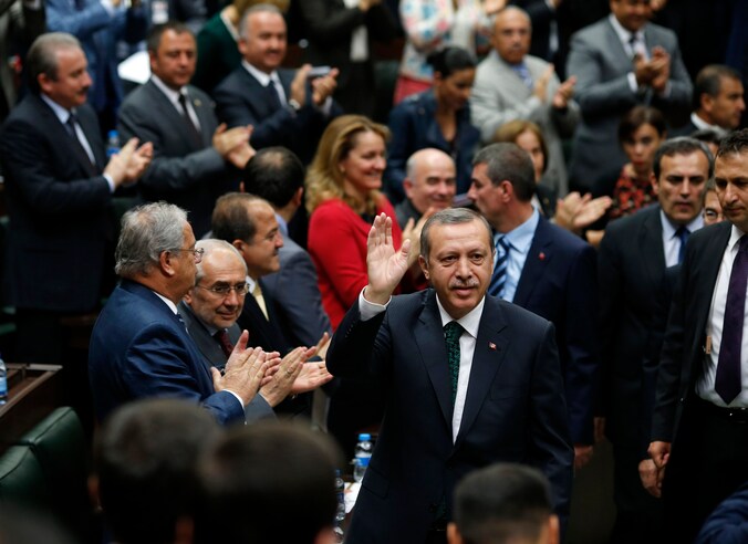 Premier Erdogan in het Turkse parlement.