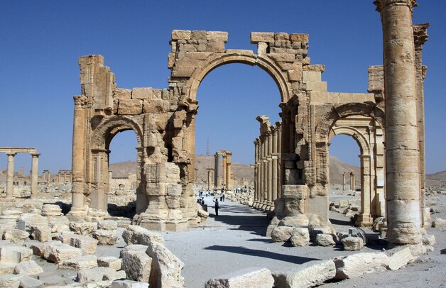 De Romeinse ruïnes in Palmyra, Syrië.