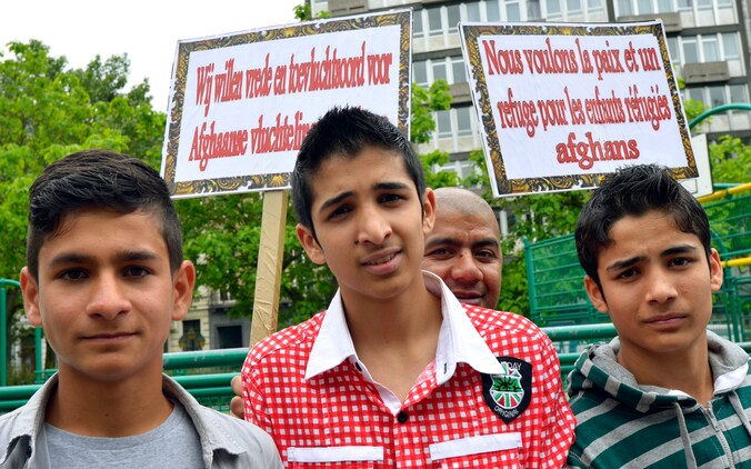 Een vorige mars voor Afghaanse vluchtelingen in Brussel op 20 juni.