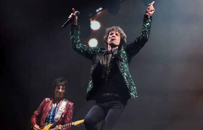 Mick Jagger (Rolling Stones) vorig jaar op het podium van Glastonbury.