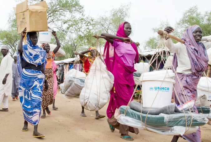 Vluchtelingenkamp in Juba, Zuid-Soedan.
