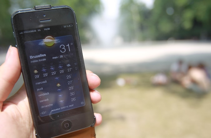 De temperatuur in juli 2013 in het Brusselse Warandepark.