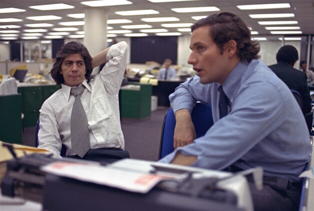 Archieffoto uit 1973: Carl Bernstein en Bob Woodward.