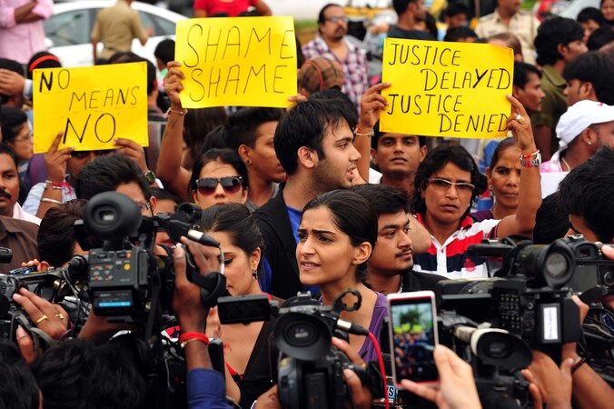 Protest tegen verkrachting in India.