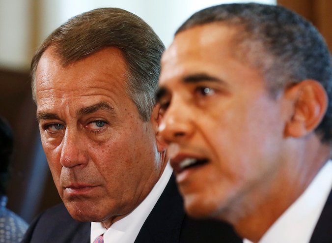 John Boehner (links) en president Obama, vandaag.