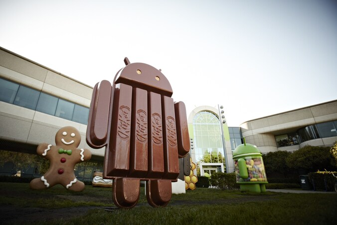 De hoofdzetel van Google in Californië, opgeleukt door een reuze Android-chocoladereep.