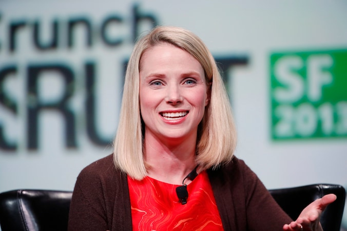 CEO van Yahoo Marissa Mayer op de Techcrunch Disrupt conferentie in San Francisco.