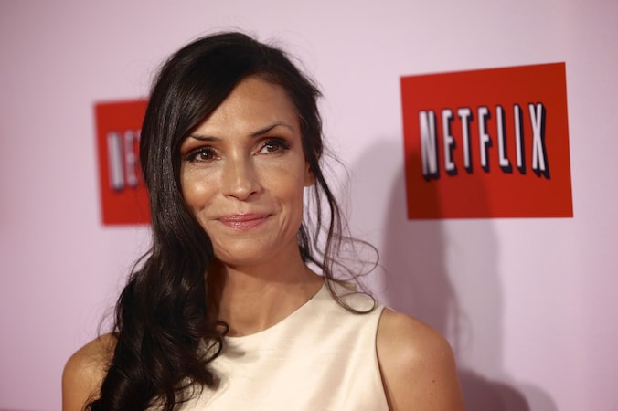 Actrice Famke Janssen op de rode loper tijdens de Nederlandse Netflix Party.