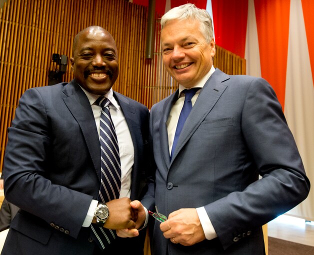 Minister van Buitenlandse Zaken Didier Reynders en president van Congo Joseph Kabila.