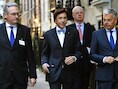 Minister van Ontwikkelingssamenwerking Jean-Pascal Labille, premier Elio Di Rupo en minister van Buitenlandse Zaken Didier Reynders in New York.