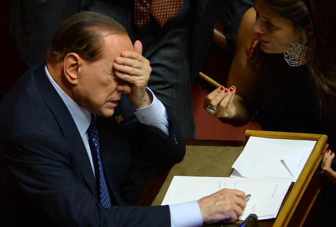 Silvio Berlusconi twee dagen geleden in de Senaat.