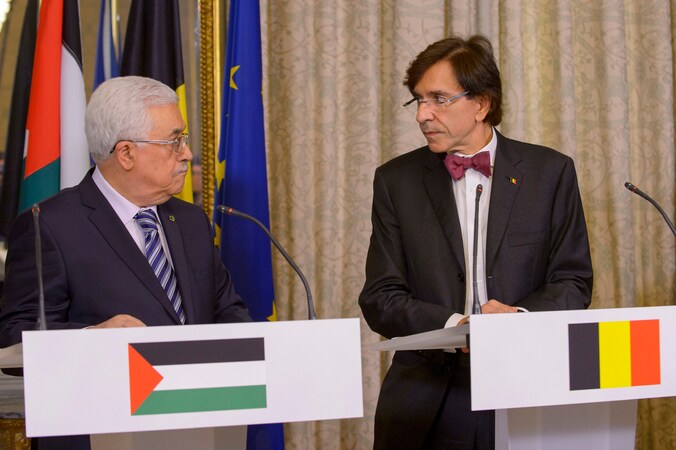 Palestijns president Mahmoed Abbas en Belgisch premier Elio Di Rupo.
