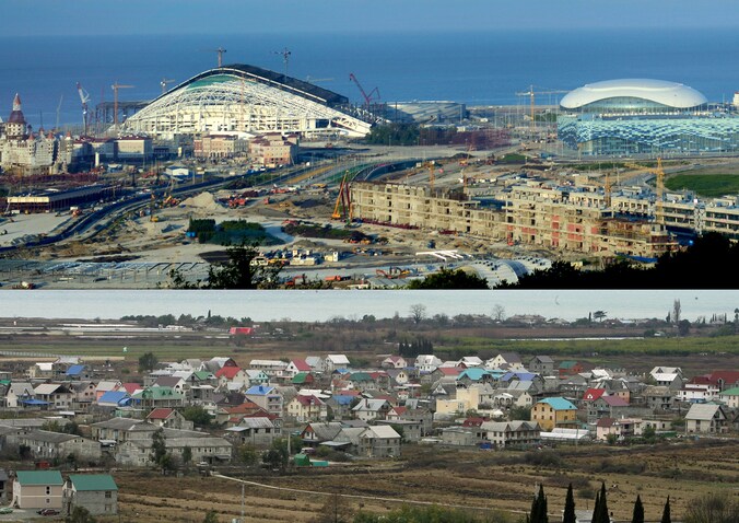 Sochi in 2007 (onder) en in februari 2013 (boven).