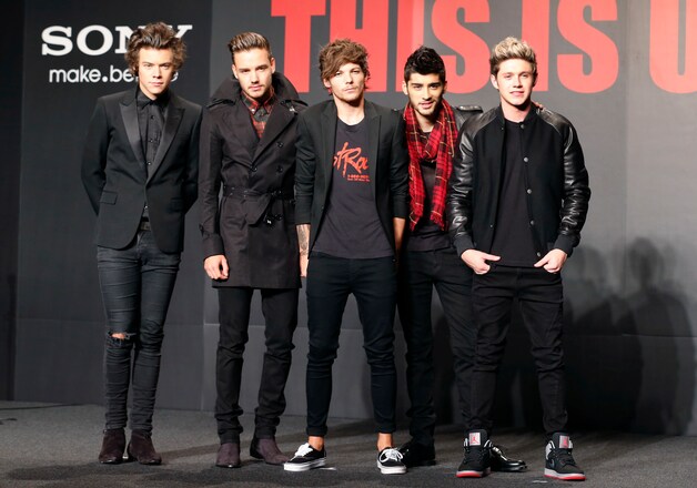 Harry Styles, Liam Payne, Louis Tomlinson, Zayn Malik en Niall Horan van One Direction.