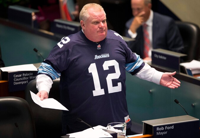 Rob Ford, de burgemeester van Toronto, vandaag in zijn stadhuis.