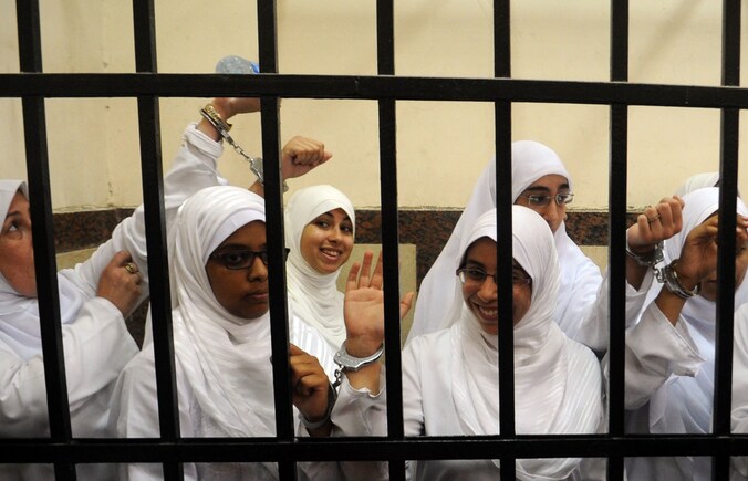 De veroordeelde Egyptische demonstrantes.