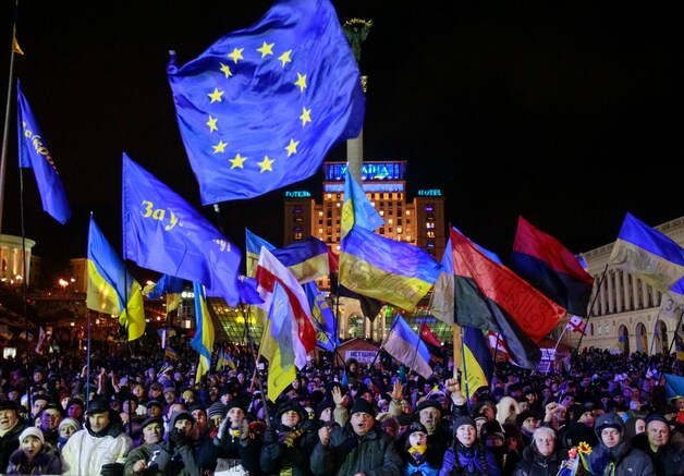 Straatprotest in Kiev, drie maanden geleden.