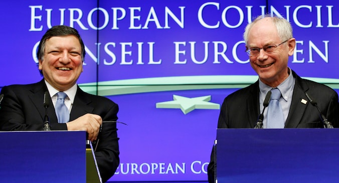 Jose Manuel Barroso en Herman Van Rompuy.