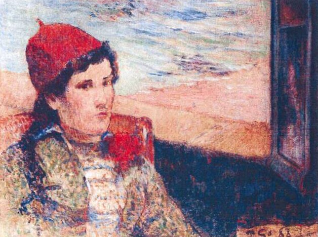 "Femme devant une fenetre ouverte, dite La Fiancée" van Paul Gauguin.