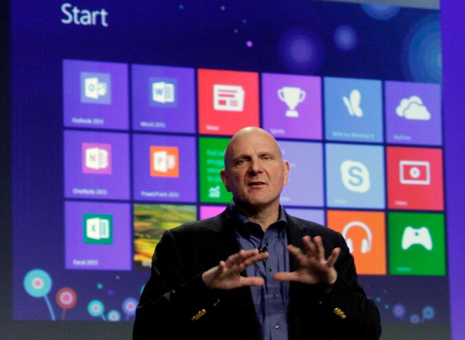 Microsoft-topman Steve Ballmer bij de voorstelling van Windows 8.