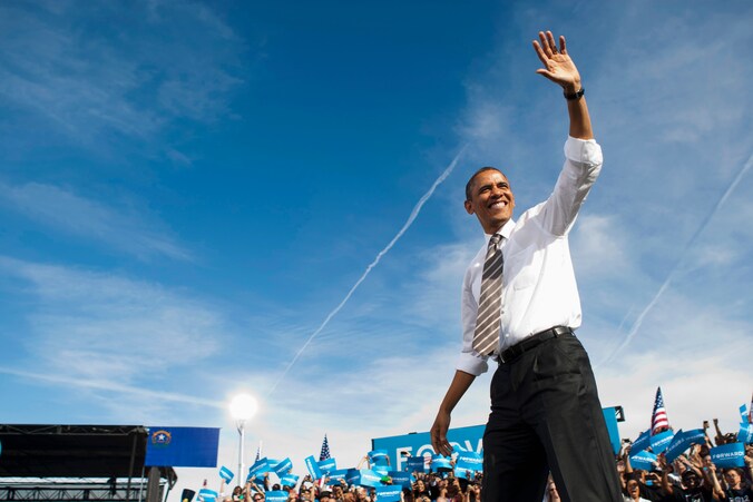 Barack Obama op campagne in Las Vegas in de staat Nevada.