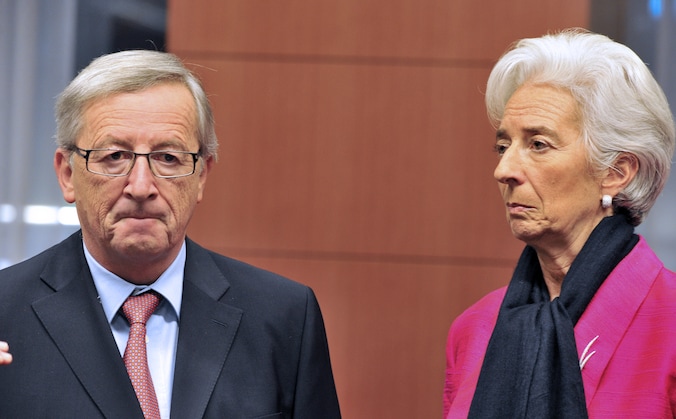 Jean-Claude Juncker, voorzitter van de Eurogroep, en IMF-topvrouw Christine Lagarde.