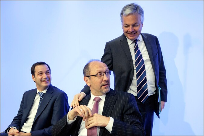 Alexander De Croo, Johan Vande Lanotte en Didier Reynders.