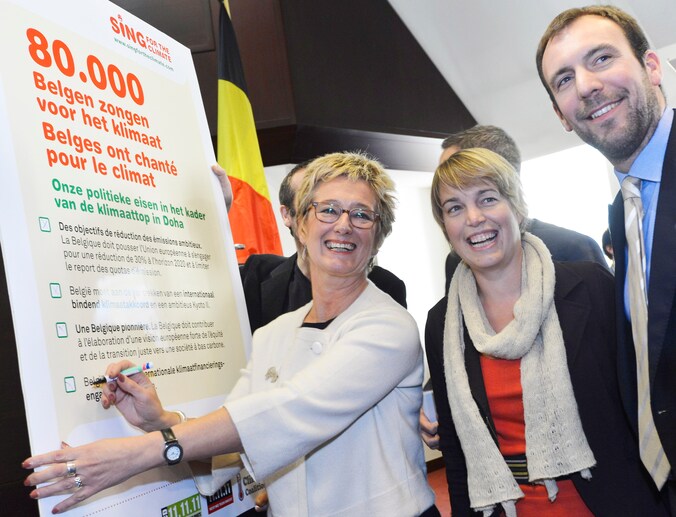 Bij de voorstelling van 'Sing for the climate' was alles nog koek en ei binnen de Belgische delegatie.