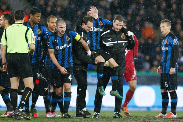 Lestienne blesseerde zich aan de enkel tijdens Club-Kortrijk (26/12/12), een match die volgens blauw-zwart nooit had mogen plaatsvinden