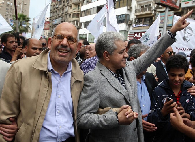 Mohamed ElBaradei (L) en Hamdeen Sabbahi (R).