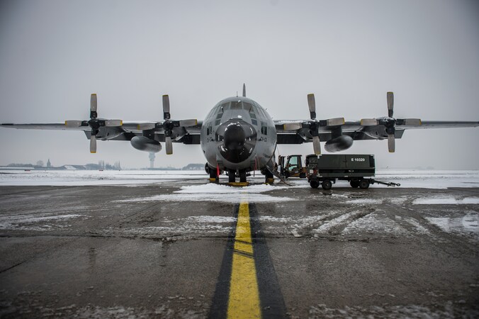 Een Belgische C-130 kort voor het vertrek naar Mali.