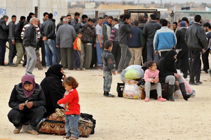 Syrische vluchtelingen in de Jordaanse stad Mafraq.